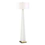 White Acrylic Floor Lamp with Iron Base and Linen Drum Shade 66.25"H by Uttermost