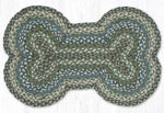 Earth Rugs Sage, Ivory & Settlers Blue Large Dog Bone Braided Pet Tread – Handcrafted Jute, 18" x 28"