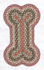 Rustic Medium Dog Feeding Mat – Bone-Shaped Jute Rug in Olive, Burgundy & Gray