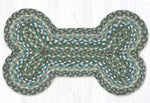 Earth Rugs Sage, Ivory & Settlers Blue Medium Dog Bone Braided Pet Tread – Handcrafted Jute, 13" x 22"