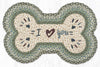 Rustic farmhouse I Heart You dog bone jute pet feeding mat