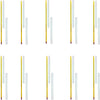 Multiple white sticks with yellow and red accents on a white background