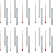 Multiple mercury thermometers on a white background
