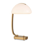 Bend The Rules Brass Desk Lamp 19.5" H with Curved Metal Frame and White Glass Shade by Uttermost