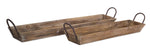 Wooden Tray Set with Handles 4.75 Inch Height for Serving and Decor Natural Finish By Melrose