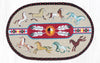 Rustic lodge oval braided rug with Native Horses design 20x30