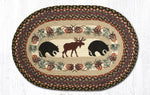 Earth Rugs Bear and Moose Oval Braided Jute Tread 20"x30" Hand Stenciled Rustic Accent