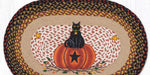 Earth Rugs Oval Fall Rug – Braided Jute Cat & Pumpkin Design for Halloween