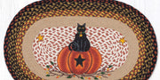 Earth Rugs Oval Fall Rug – Braided Jute Cat & Pumpkin Design for Halloween