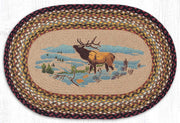 Rustic Elk Accent Rug – Oval Winter Patch Mat from Earth Rugs