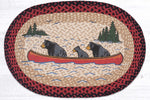 Earth Rugs Bears in Canoe Oval Patch Rug – Hand-Braided Jute 20x30 Rustic Lodge Accent with Nature Scene