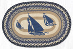 Earth Rugs Blue Boat Oval Patch Rug – Hand-Braided Jute 20x30 Nautical Rustic Accent Mat