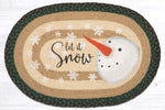 Earth Rugs Let It Snow Snowman Oval Patch Rug – Hand-Braided Jute 20x30 Winter Holiday Accent Mat