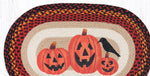 Earth Rugs Oval Halloween Rug – Hand-Stenciled Jack-O-Lantern Jute Mat