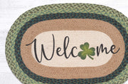 Handmade Shamrock Rug – 20x30 Oval Welcome Patch in Natural Jute