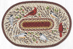 Earth Rugs Winter Birds Oval Patch Rug – Hand-Braided Jute 20x30 Seasonal Accent Mat with Cardinals and Pine