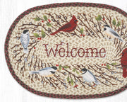 Eco-Friendly Holiday Mat – 20x30 Oval Rug with Birds and Welcome Text