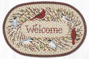 Earth Rugs Welcome Winter Mat – 20x30 Oval Jute Rug with Cardinals & Pine