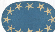 Ocean-Inspired Jute Mat – 20x30 Oval Rug with Starfish Center