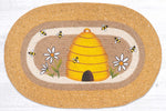 Earth Rugs Beehive Oval Patch Rug – 20"x30" Braided Jute Mat with Honeybee & Hive Design