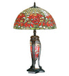 Meyda Lighting 65896 25" High Tiffany Poinsettia With Lighted Base Table Lamp
