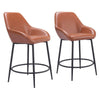 Zuo Modern Vila Counter Stool Set of 2 – Modern Brown Faux Leather with Steel Frame