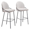 Zuo Modern – Jambi Barstool Set of 2 in Ivory, 42.9" H, Soft Shearling Fabric with Sturdy Steel Legs, Modern Style