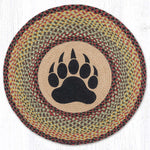 Earth Rugs Bear Paw Round Patch Jute Tread 27"x27" Rustic Cabin Accent