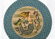 Handcrafted Mermaid Round Rug – Beach Cottage Style Accent Mat
