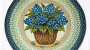 Rustic Blue Hydrangea Round Patch Area Rug Natural Jute 27x27