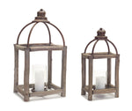 Home Lanterns Wood Frame, Metal Lid & Glass – Set of 2 by Melrose