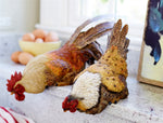 Melrose Hen and Rooster Shelf Sitter with Metal Accents (Set of 2)