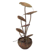 Freestanding Metal Lotus Fountain 30.5 Inch Height with Pump for Decorative Settings By Melrose