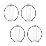 Hanging Vase in Circle Stand 9"H Metal & Glass Modern Decorative Bud Vase Set of 4 by Melrose