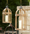 Wood Frame Lantern Pair 21 Inch Height Glass Hurricanes for Ambient Light By Melrose