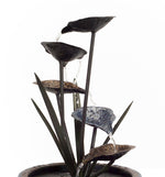 Water Fountain with Lotus Leaves 22 Inch Height Metal Design By Melrose