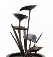 Water Fountain with Lotus Leaves 22 Inch Height Metal Design By Melrose