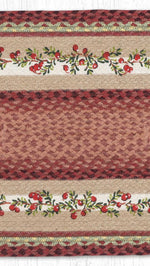 Handcrafted Oblong Braided Rug with Cranberries Design 20x30