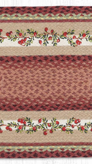Handcrafted Oblong Braided Rug with Cranberries Design 20x30
