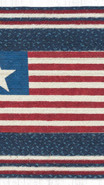 Hand-Stenciled American Flag Oblong Patch 20x30 Rustic Patriotic Area Rug