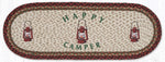 Happy Camper Oval Table Runner – 13" x 36" Braided Jute Hand-Stenciled Runner For Indoor Decor by Earth Rugs