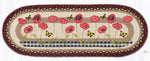 Poppies with Black Check Oval Table Runner – 13" x 36" Braided Jute Hand-Stenciled Runner For Indoor Decor by Earth Rugs