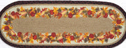 Hand-Stenciled Fall Wreath Oval Table Runner Natural Jute