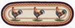 Rustic Rooster Oval Table Runner – 13" x 36" Braided Jute Hand-Stenciled Runner For Indoor Decor by Earth Rugs