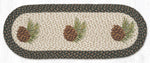 Graphic Pinecone Oval Table Runner – 13" x 36" Braided Jute Hand-Stenciled Runner For Indoor Decor by Earth Rugs