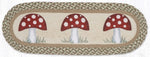 Mushroom Oval Table Runner – 13" x 36" Braided Jute Hand-Stenciled Runner For Indoor Decor By Earth Rugs