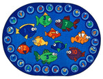 Carpets for Kids Fishing for Literacy Learning Rug, Oval Blue