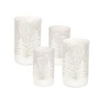 Frosted Glass Candle Holder with Snowy Forest Design 6" & 7.75" (Set of 4) by Melrose