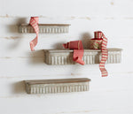 Melrose Rustic Pewter Metal Shelf with Natural Wood Top (Set of 3)