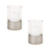 Melrose Glass Hurricane Candle Holder with Honeycomb (Set of 2)